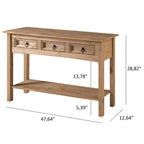 Wood Console Table with 3 Drawers, Entryway Hallway Storage and Display Table for Home