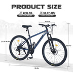 Men's 27.5 in Mountain Bike - 21-Speed Aluminum Alloy Frame, Front Suspension, Double Disc Brakes