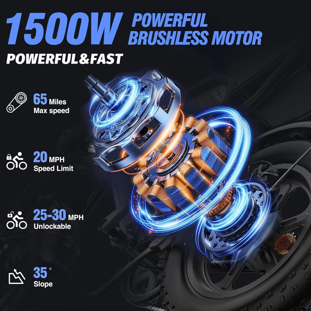 Electric Bike 2000W 52V 30-180 Miles All-Terrain Fat Tire E-Bike - Q20