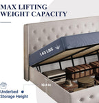 Queen Size Lift Up Storage Bed with Wingback Headboard, Upholstered Platform Bed Frame with Hidden Storage