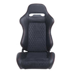 Racing Seats With Double Slider, PVC And Suade Material, Black - Set Of 2 Pieces