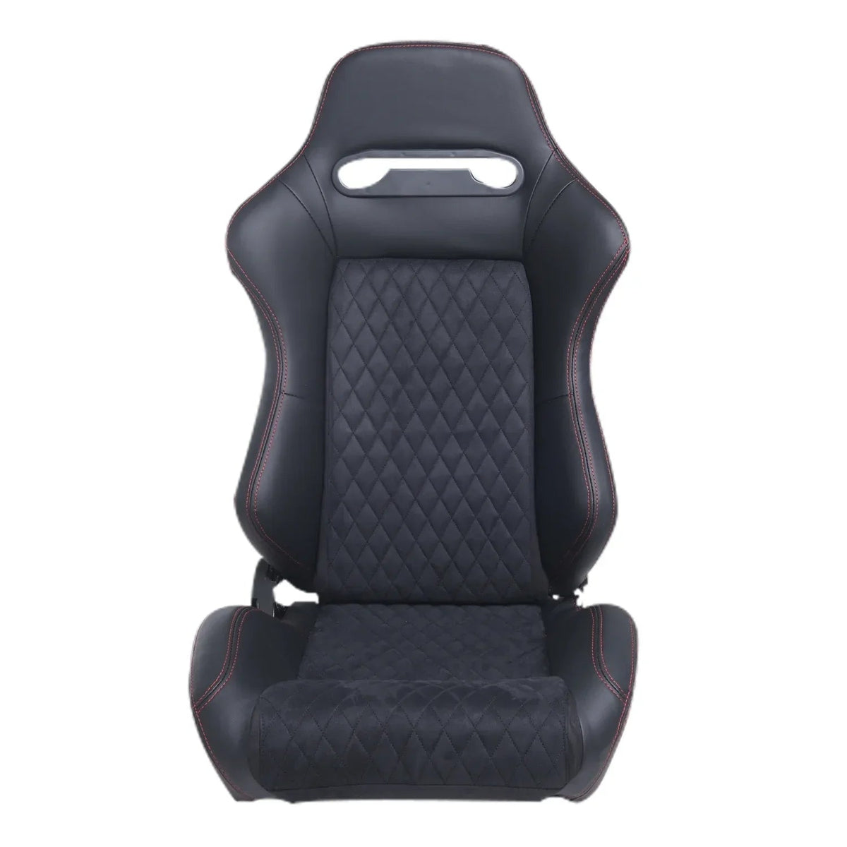 Racing Seats With Double Slider, PVC And Suade Material, Black - Set Of 2 Pieces
