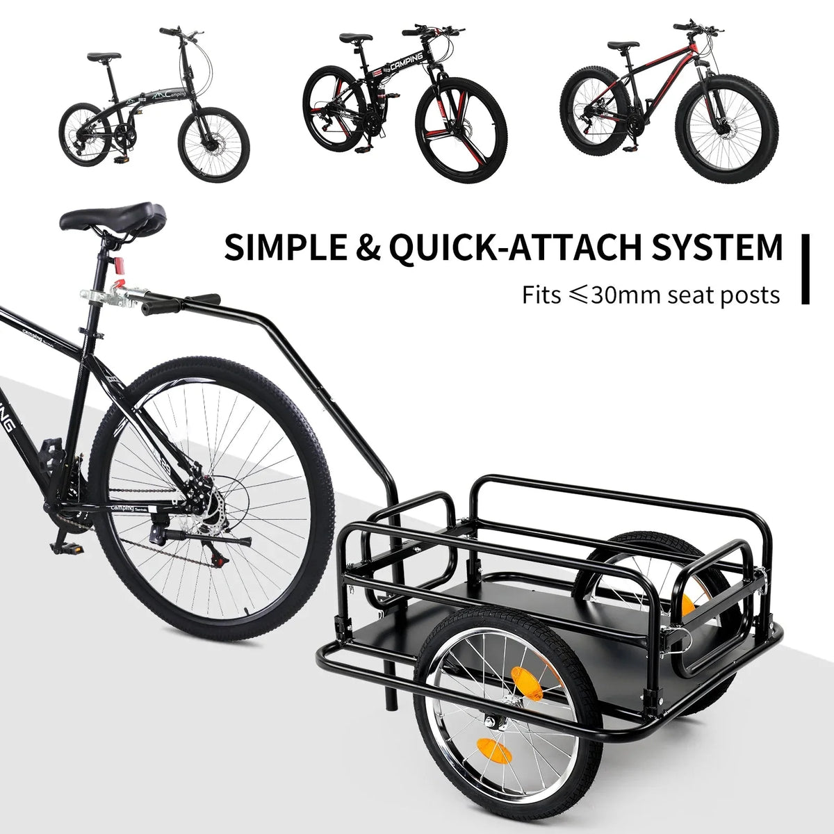 Ktaxon Two-Wheel Bicycle Cargo Trailer, Black, 16 in Inflatable Wheels