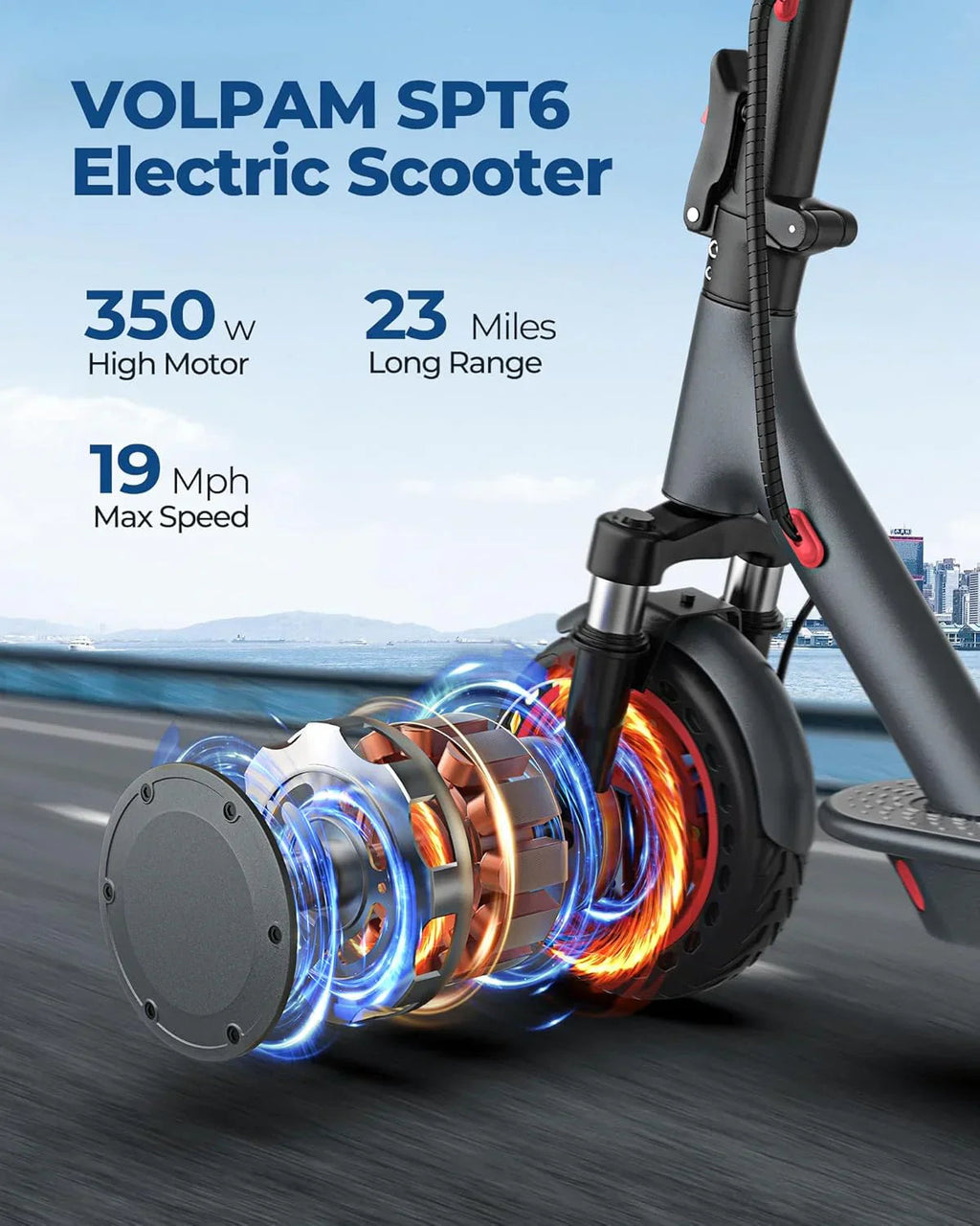 Electric Scooter 350W/500W Motor, 8.5/10 Solid Tires, 19/22 Mph, 28/21/12 Miles Range
