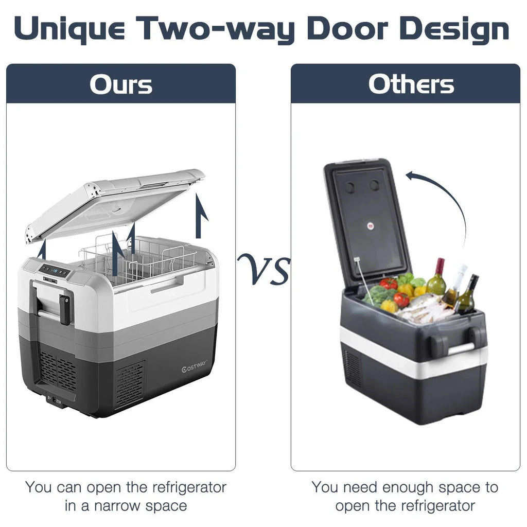Costway 58 Quart Portable Electric Car Refrigerator Freezer - Dual Zone
