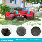 5-Piece All-Weather Patio Furniture Set with Ottoman, Outdoor Wicker Conversation Sofa Set with Cushions for Garden, Deck & Backyard