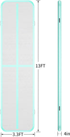 Inflatable Gymnastics Tumble Track Air Mat, 10FT/13FT/16FT, 4 Inches Thick - With Electric Air Pump