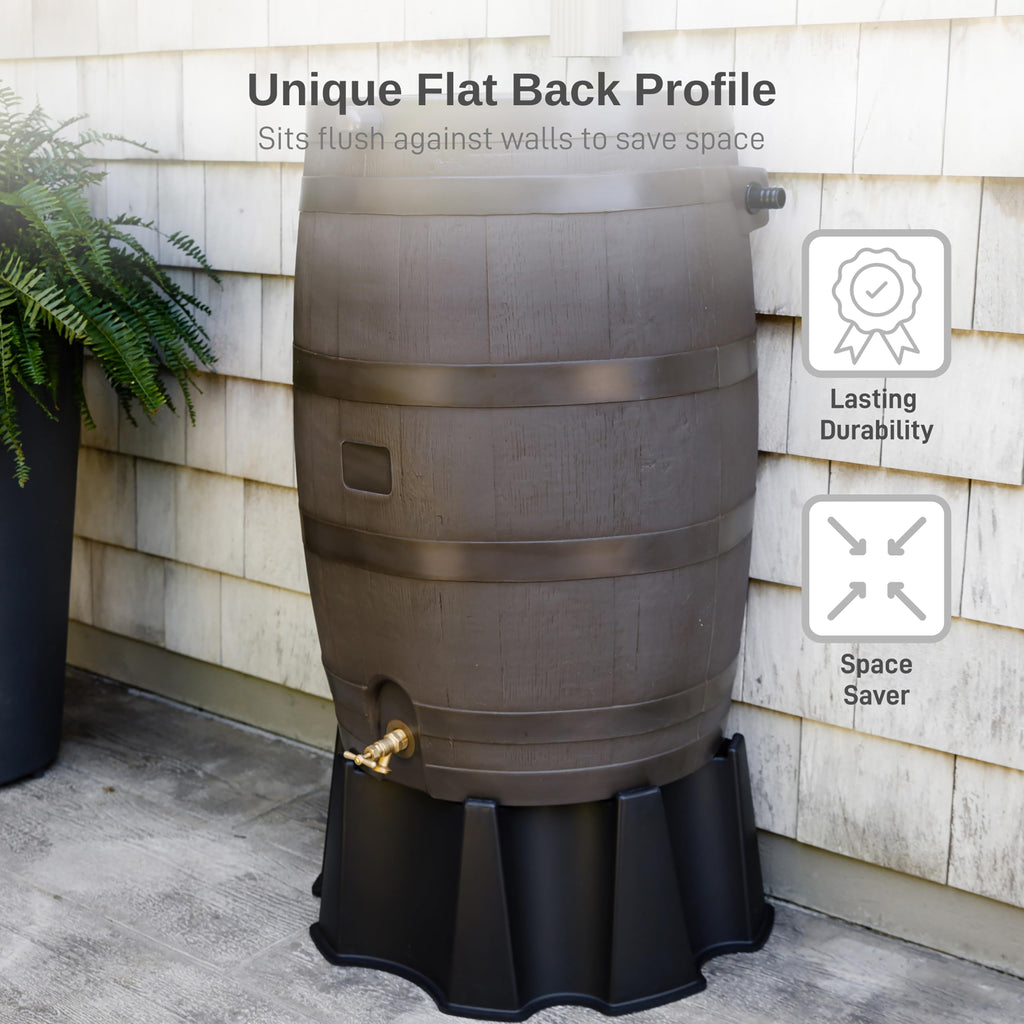 50 Gallon Rain Barrel with Brass Spigot, Large Outdoor Rainwater Collection and Storage Container for Garden