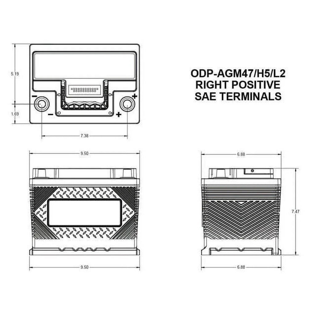 Odyssey Automotive Battery 12 Volt H5 L2 - ODP-AGM47