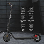 5TH WHEEL Electric Scooter With Turn Signals, 300W, 8.5 in Solid Tires, 18 mph, 12 Miles, Black - W16S
