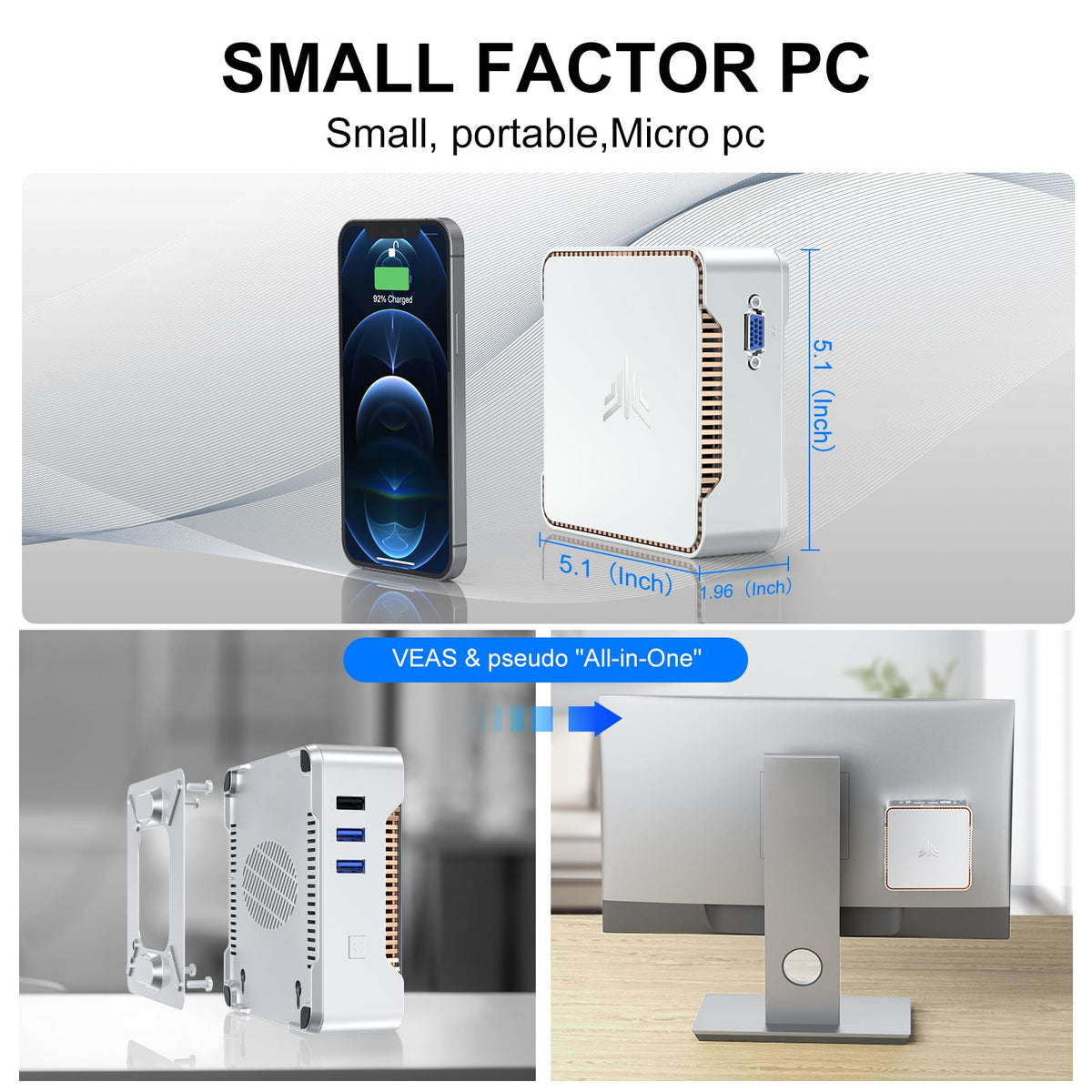 Mini PC, 16GB RAM, 512GB M.2 SSD, Compact Mini Computer for Home, Office and Everyday Computing