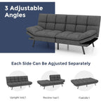 Convertible Futon Sofa Bed with Memory Foam, Foldable Loveseat Sleeper with Adjustable Armrests