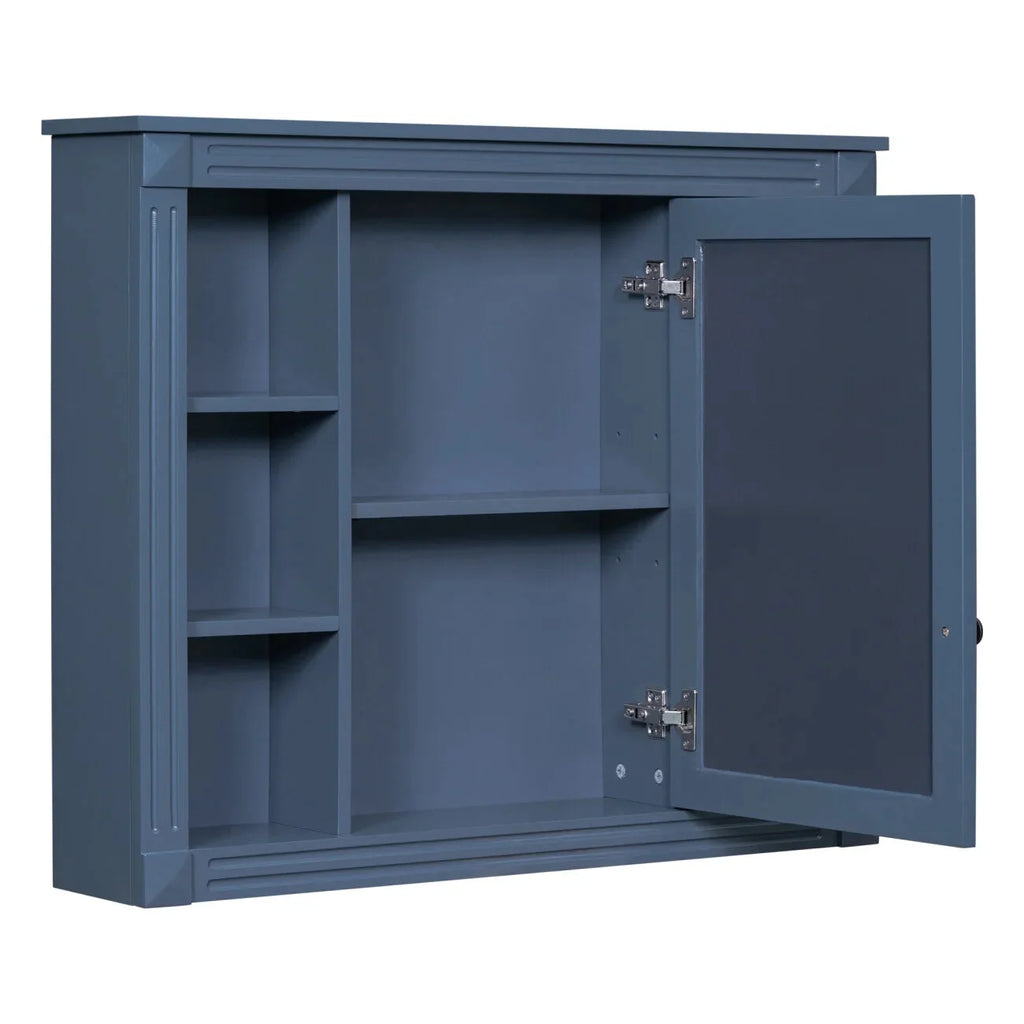 36'' Bathroom Vanity Set With Ceramic Sink Top, Mirror Cabinet, 2 Doors And 2 Drawers - Gray