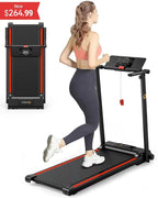 UREVO Folding Treadmill - 2.25HP, 12 HIIT Modes, 265 lbs Capacity, Yellow Or Red