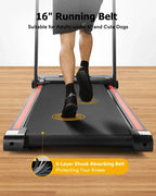 UREVO Folding Treadmill - 2.25HP, 12 HIIT Modes, 265 lbs Capacity, Yellow Or Red
