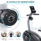 MARNUR Recumbent Exercise Bike With 8 Levels Adjustable Resistance, LCD Monitor, Pad Holder And Wheels