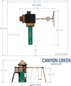 Backyard Discovery Canyon Creek Cedar Wood Swing Set With Wave Slide, Clubhouse, Play Kitchen, 183 x 188 x 119 Inches
