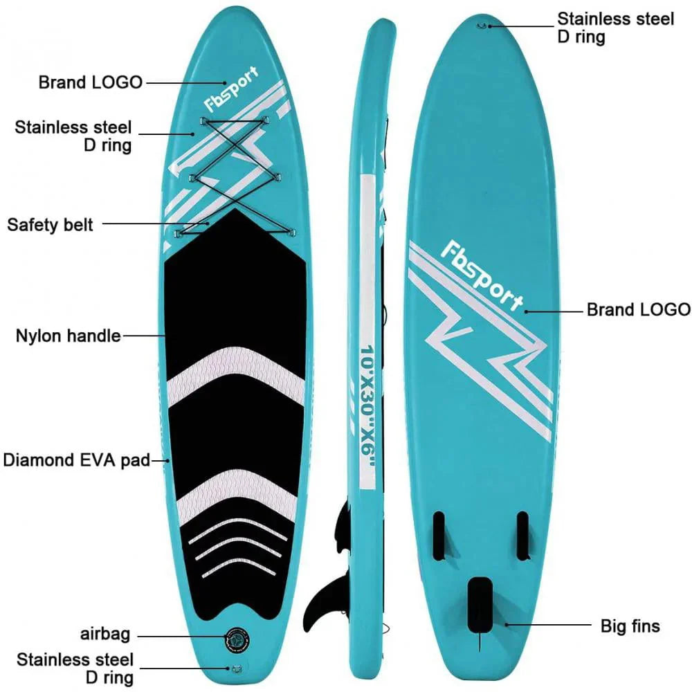 FBSPORT Inflatable Stand Up Paddle Board 11ft x 33in x 6in With SUP Accessories