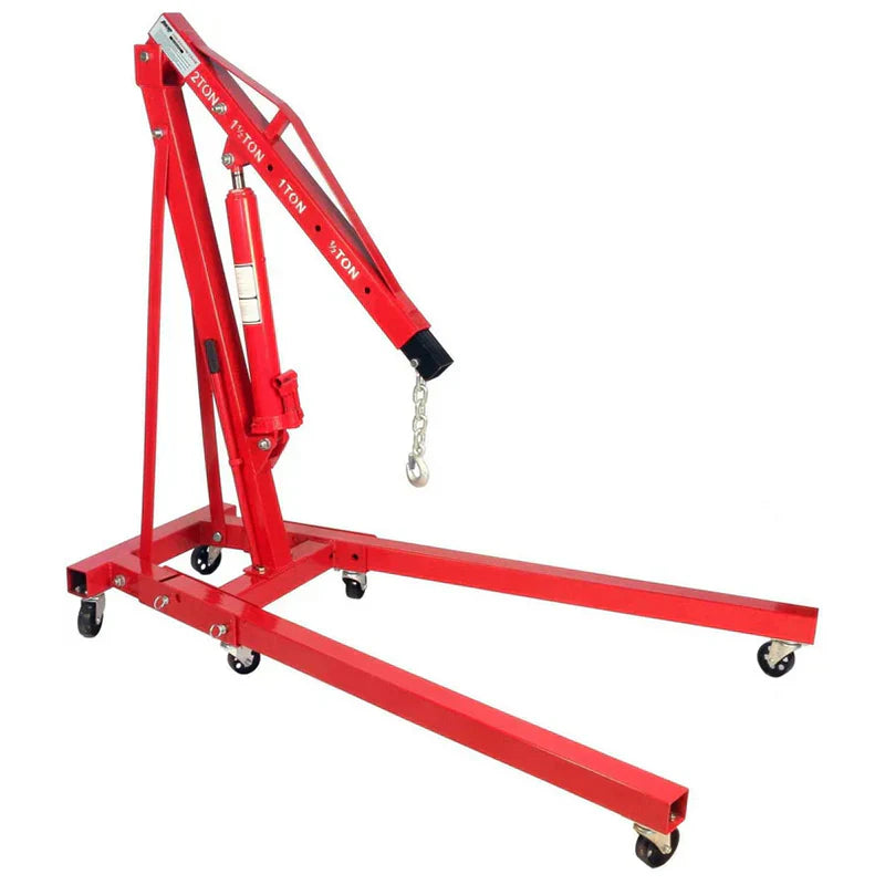 2 Ton Folding Hydraulic Engine Hoist Cherry Picker Shop Crane Lift With 6 Fully Rotating Caster Wheels