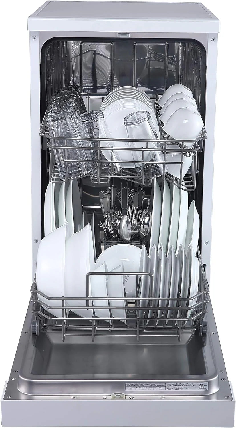 Portable Dishwasher, 18in Wide, 8 Place Settings Capacity, White