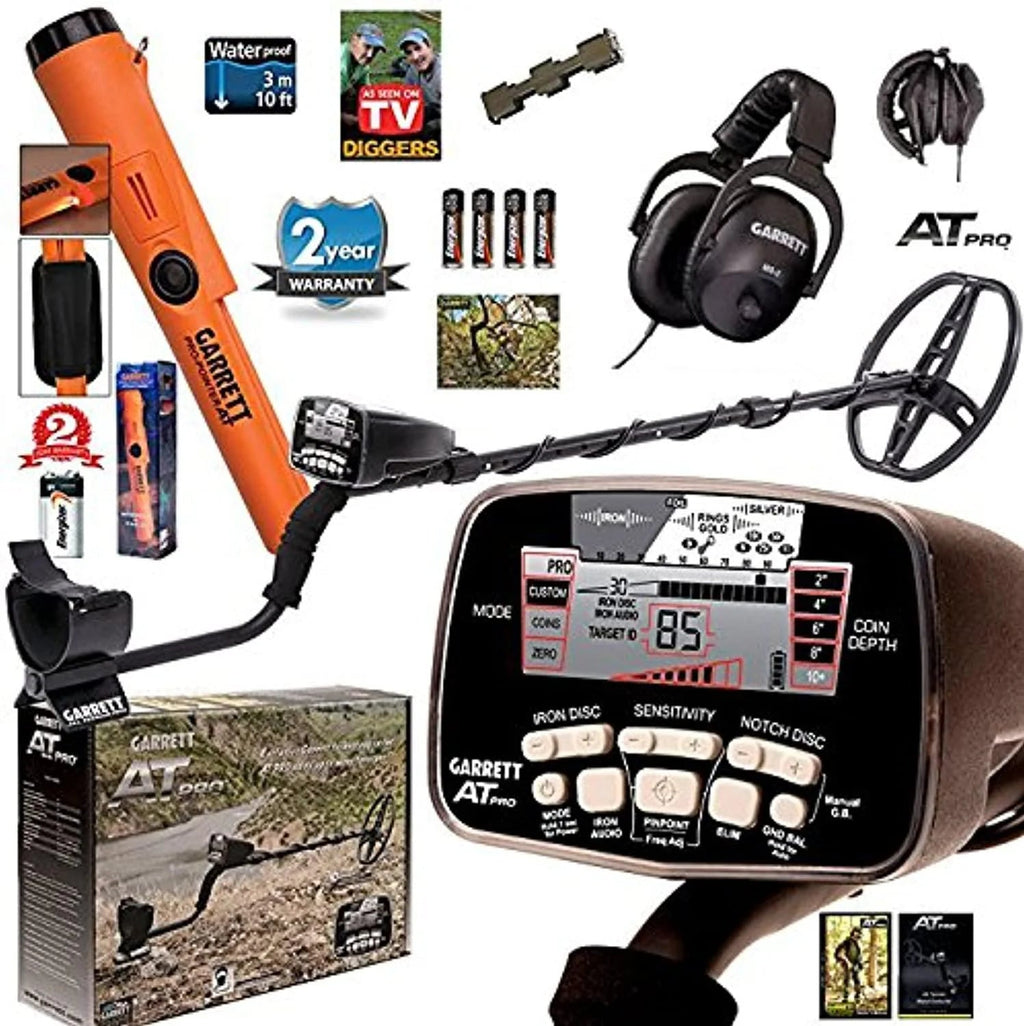 Garrett AT PRO Metal Detector With Pro-Pointer AT Underwater Pinpointer And 8.5 x 11 in PROformance DD Searchcoil