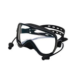 Silicone Large-Frame Swimming Goggles With Cap Set, Black - Clear Lens
