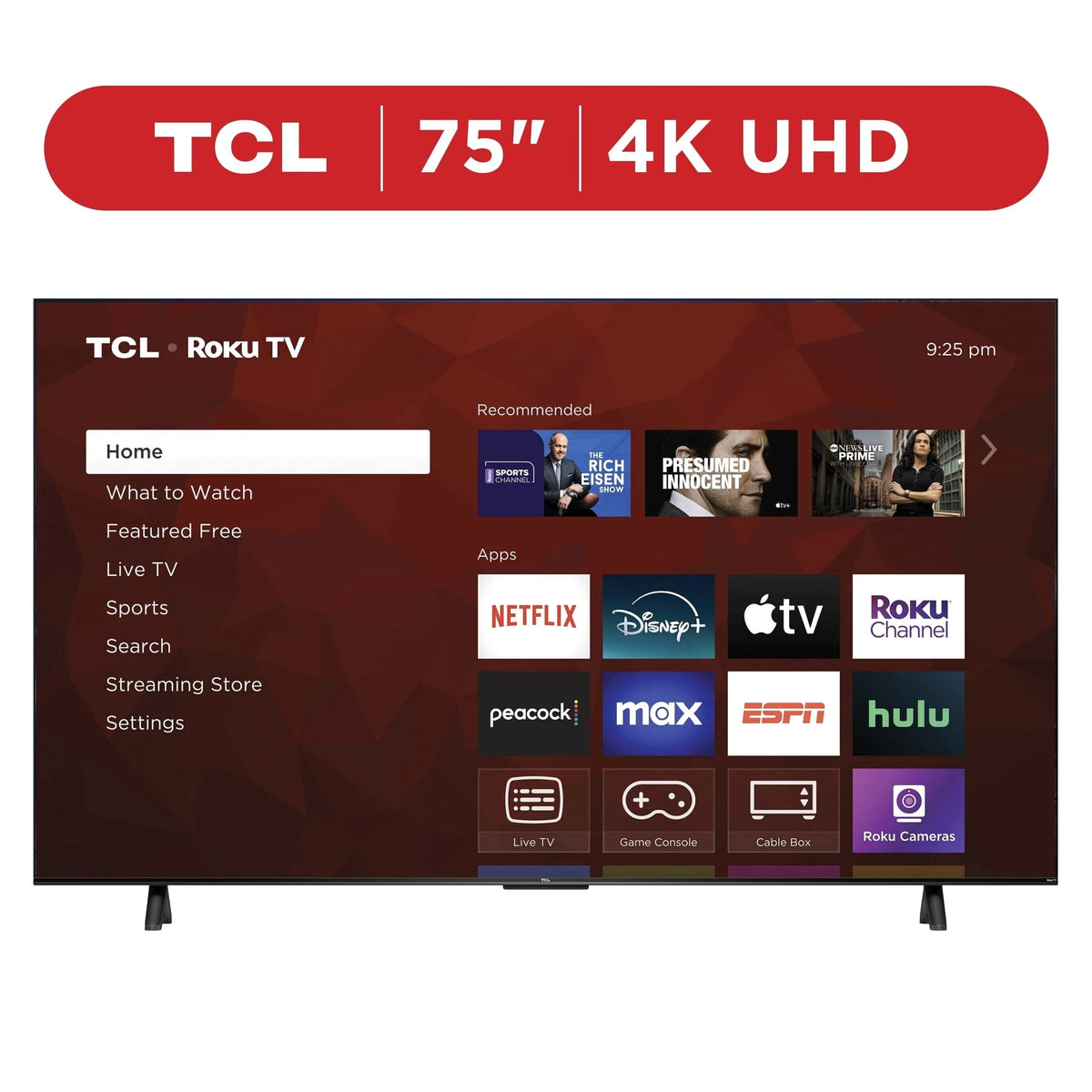 TCL 75in 4-Series 4K UHD HDR Smart TV With Roku And Voice Control