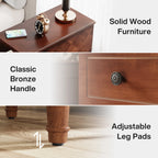 Fully Assembled Narrow End Table, Solid Wood Side Table with 3 Drawers, Vintage Nightstand for Small Spaces