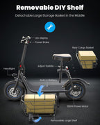 Adults Electric Scooter with Large Middle Basket