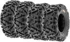 ATV UTV All-Terrain Tires Set of 4, 25X8-12 Front & 25X10-12 Rear Off-Road Replacement Tires