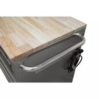 72 in. 18-Drawer 24 in. D Mobile Workbench With Solid Wood Top - Stainless Steel