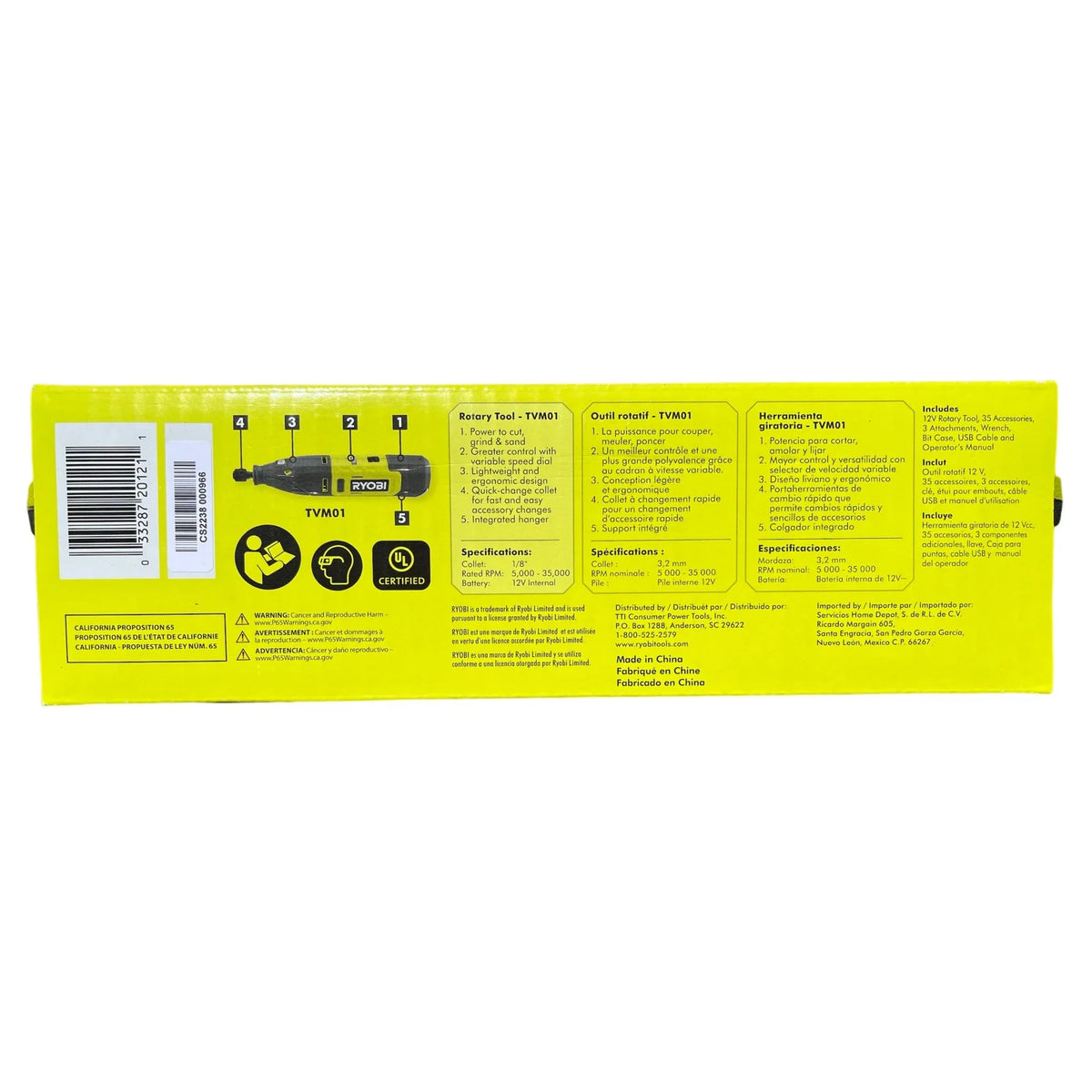 RYOBI 12V Cordless Rotary Tool Kit - 35 Accessories, 3 Attachments