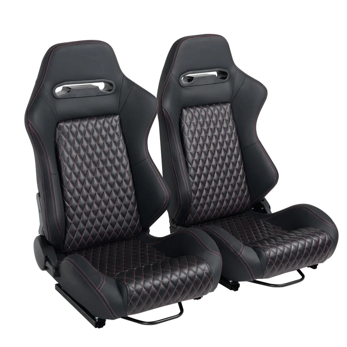 Racing Seats, PVC With Suede Material, Double Slider Design, Black - 2 Pieces