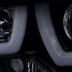 DRL LED Light Bar Projector Headlights, 1 Pair, Gloss Black Housing, Smoke Lens - 2011-2014 Dodge Charger