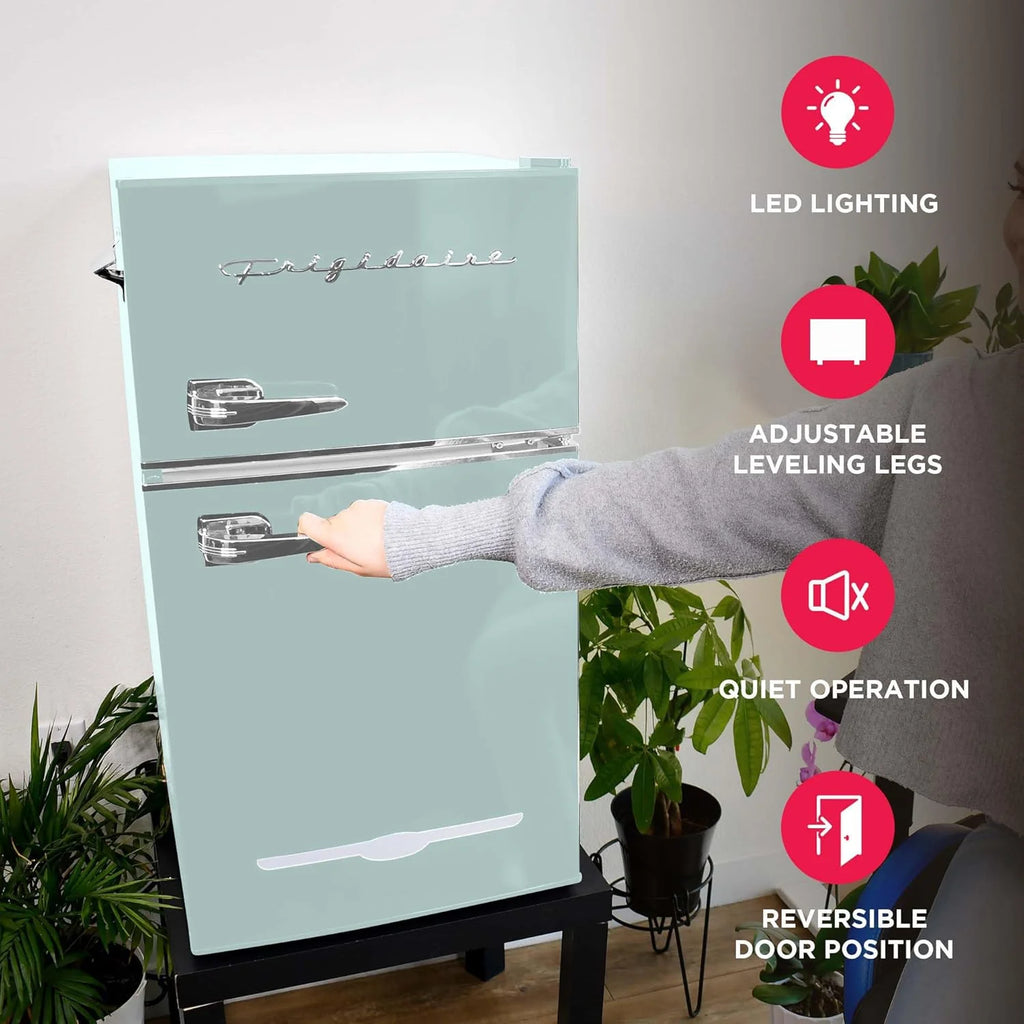 Retro 3.2 Cu Ft Mini Fridge with Freezer – 2-Door Compact Refrigerator with Side Bottle Opener