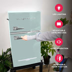 Retro 3.2 Cu Ft Mini Fridge with Freezer – 2-Door Compact Refrigerator with Side Bottle Opener