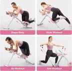MERACH Adjustable Foldable Ab Trainer With Knee Protection, Pink - MR-2314