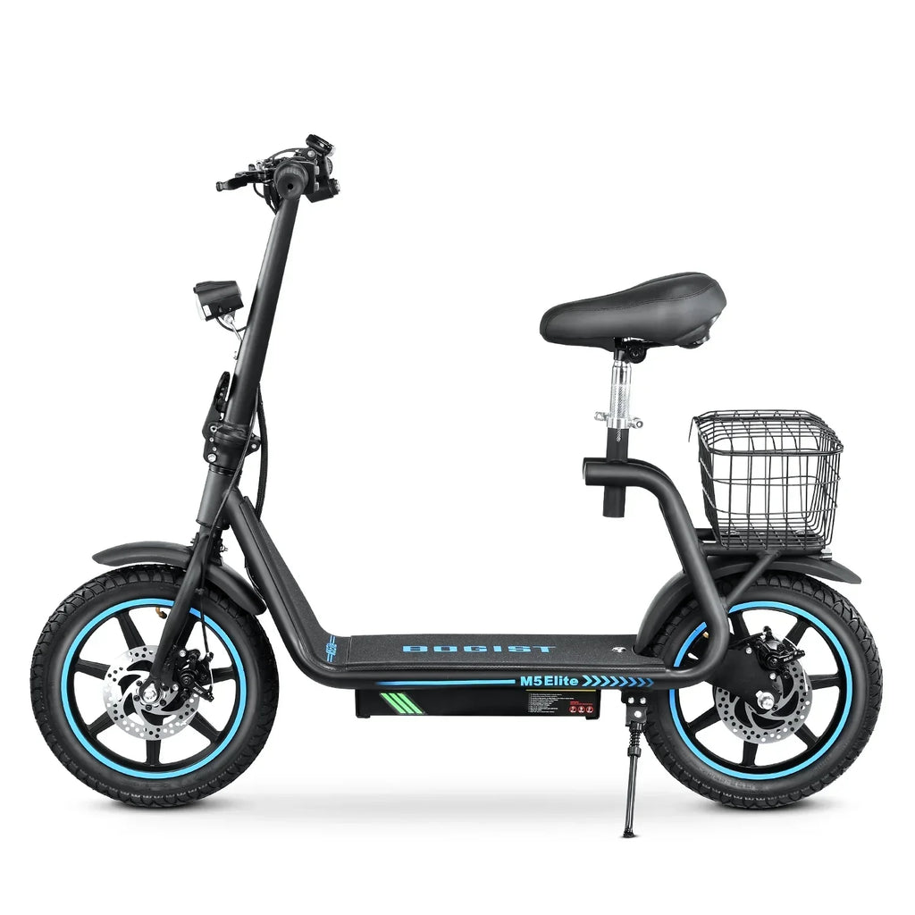BOGIST Electric Scooter With Seat, 500W Motor, 25mph, 45km Range, 48V 13Ah, Blue - M5 Elite