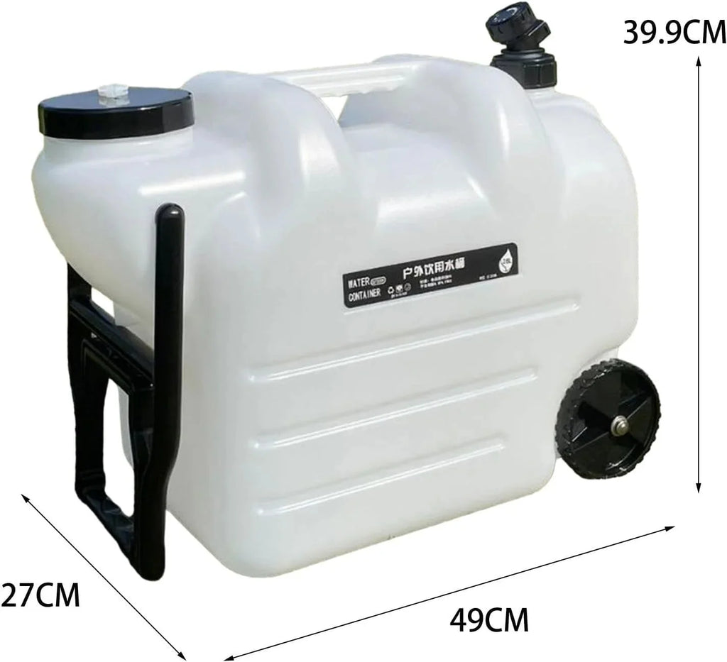 Wheeled Water Storage Container With Handle And Faucet, 28L PE, 49cmx27cmx39.9cm