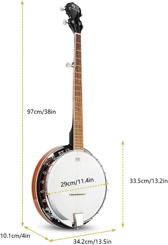 Vangoa 5-String 38 Inch Resonator Banjo Kit, Brown - VBJ-40