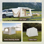 Beige Inflatable Camping Tent, 4-6 Person, 118in L x 98.5in W x 83in H, 4-Season, Oxford