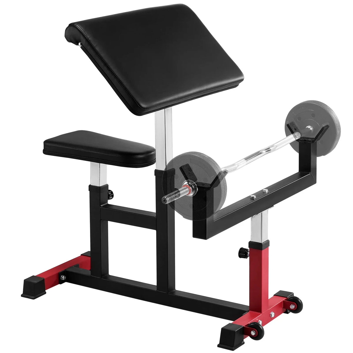 VEVOR Adjustable Preacher Curl Bench, 440 Lbs, Black+Red - AX1010