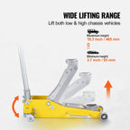 KFFKFF Low Profile Aluminum Floor Jack, 3 Ton Capacity, 3.7-18.3 Inch Lift Range, Dual Piston