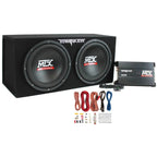MTX Terminator Dual Loaded 12in 1200W Car Subwoofer Enclosure With Amplifier And 8-Gauge Amp Kit