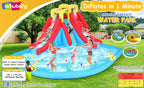 ROOJER Inflatable Water Slide Bounce House 8-in-1 With 450W Blower - Crocodile Water Park