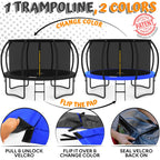 JUMPZYLLA Outdoor Trampoline With Enclosure, 8FT, Black & Blue - 14FT