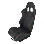 PVC Single Adjuster Double Track Racing Seats, Black - Pair
