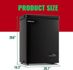 Chest Freezer 5.0Cubic Feet Deep Freezer Freestanding Freezers with 2 Removable Stainless Steel Basket, Mini Freezer Top Open Door Compact Freezer with Electronic Control 41℉ to -15℉BLACK