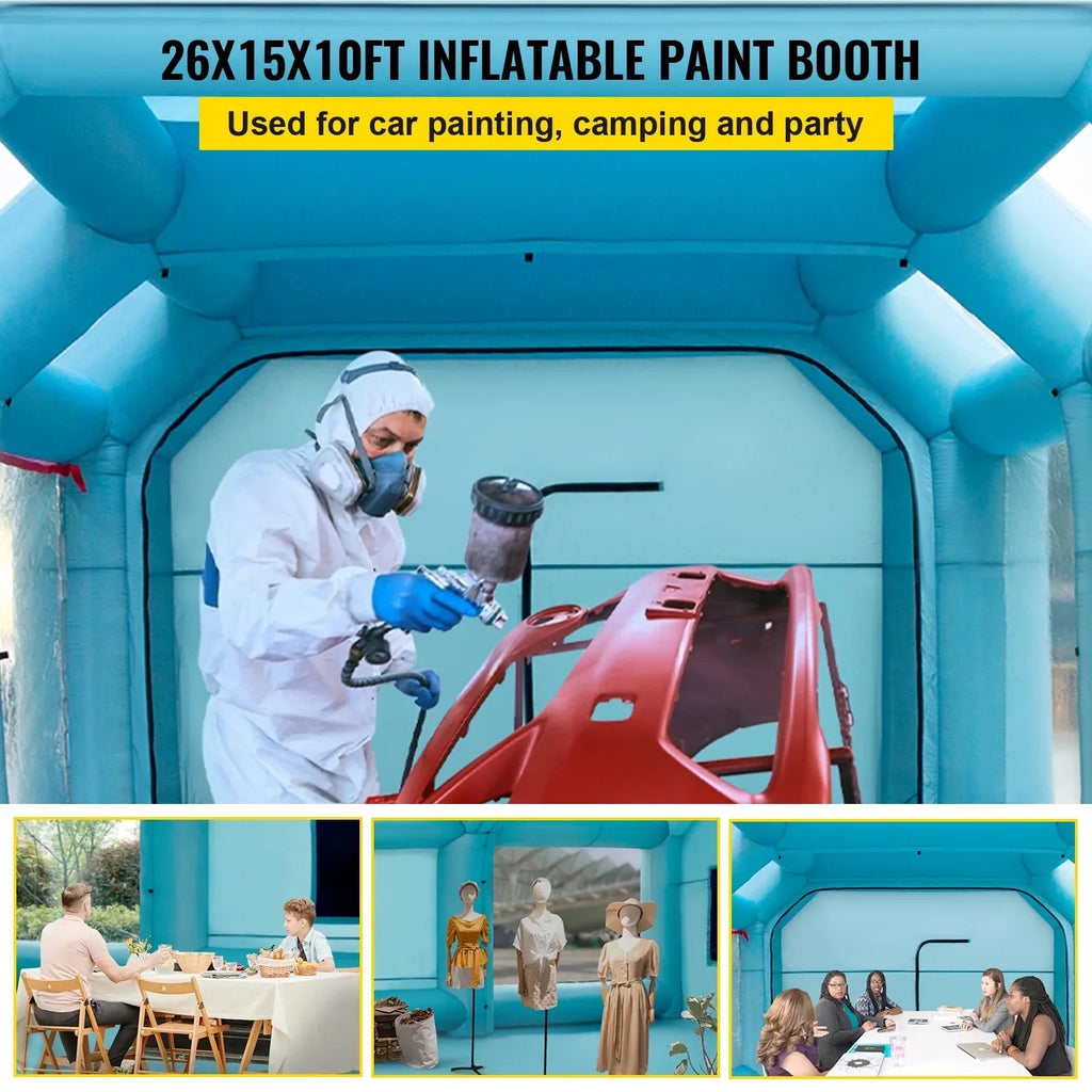 BENTISM Inflatable Car Paint Booth 26x15x10FT With Filter System And 2 Blowers