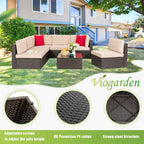 5-Piece All-Weather Patio Furniture Set with Ottoman, Outdoor Wicker Conversation Sofa Set with Cushions for Garden, Deck & Backyard